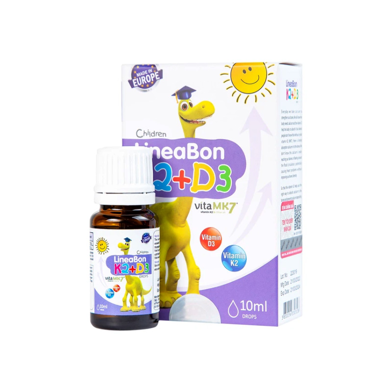 LineaBon K2+D3 ErgoPharm - Hỗ trợ phát triển xương, răng cho bé Lọ 10ml